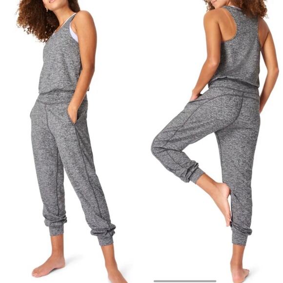 Sweaty Betty Gary Jumpsuit Lounge In Black Marl - Picture 3 of 15